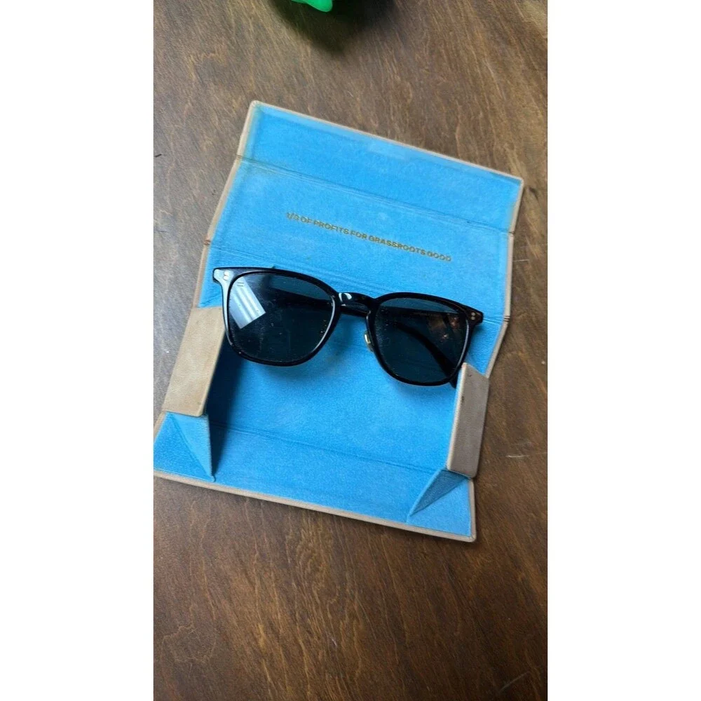 TOMS Classic Black Sunglasses with Foldable Tan Case